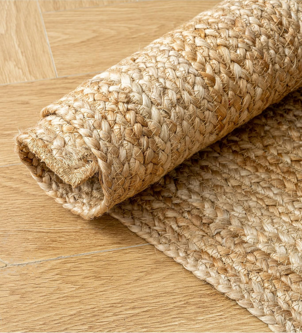 9ft Chunky Braided Natural Jute Round Rug