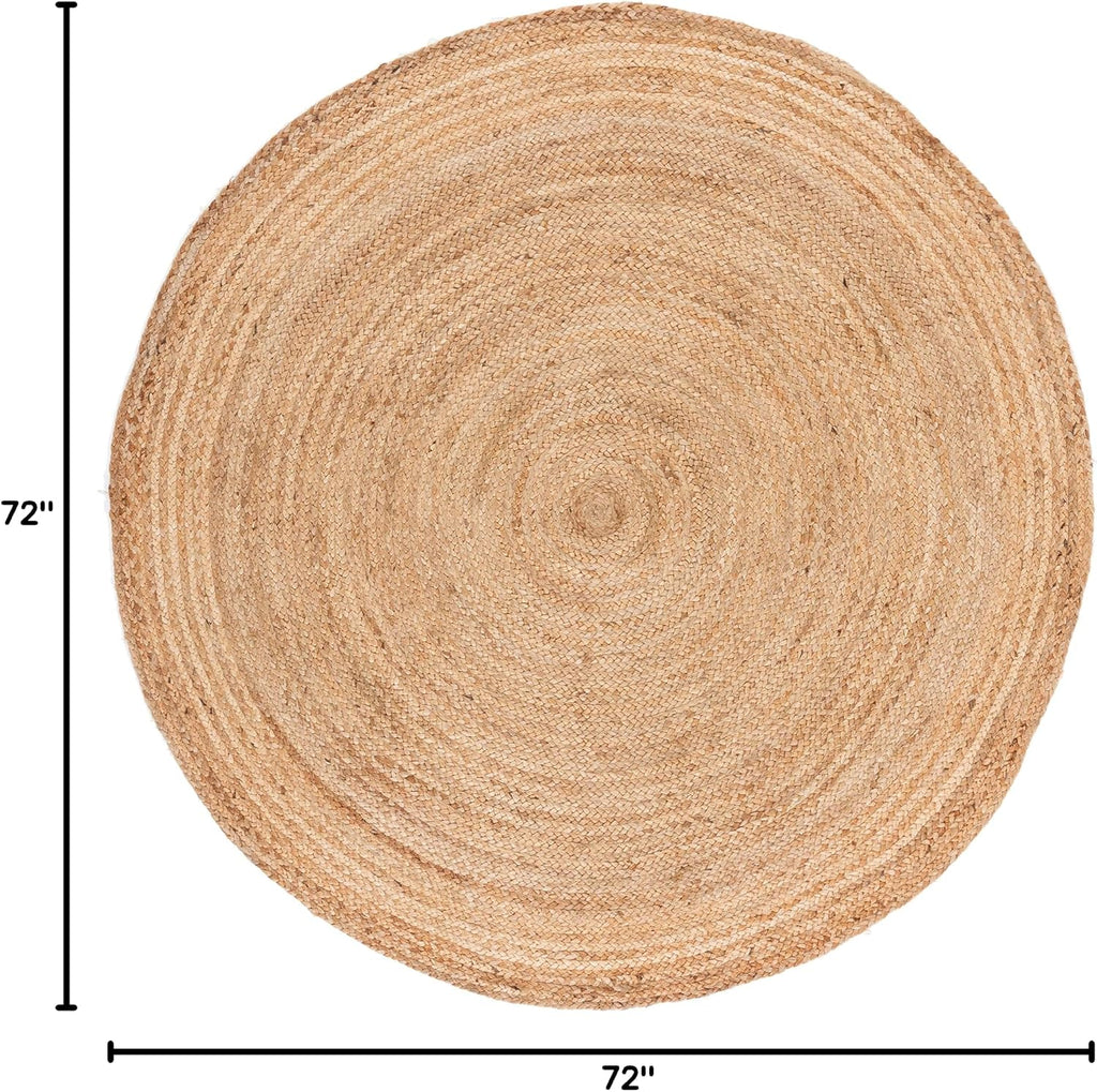 6ft Natural Braided Flat Weave Jute Rug