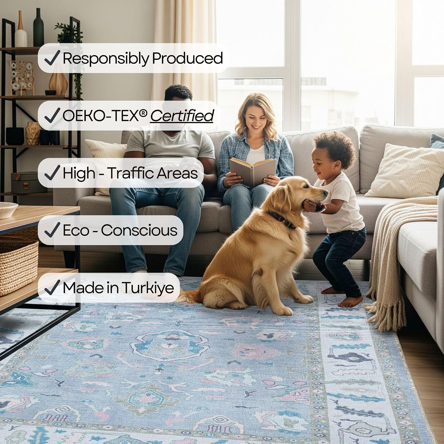 Fame Rugs Lavender Oushak Area Rug