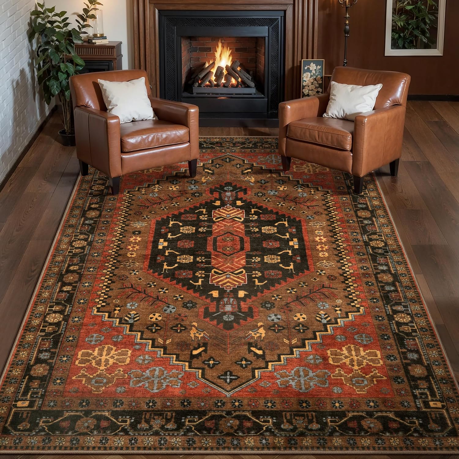 Ciicool Red Boho Area Rug