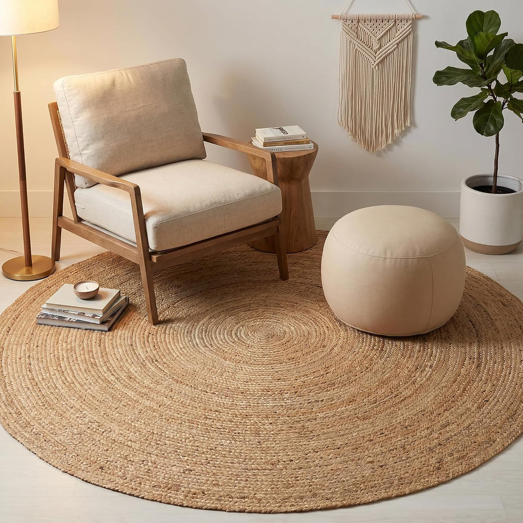 6ft Natural Braided Jute Round Rug