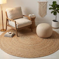 6ft Natural Braided Jute Round Rug