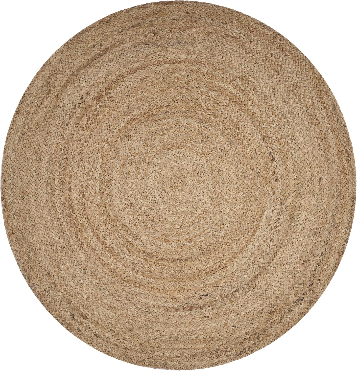 4ft Tan Braided Jute Round Rug