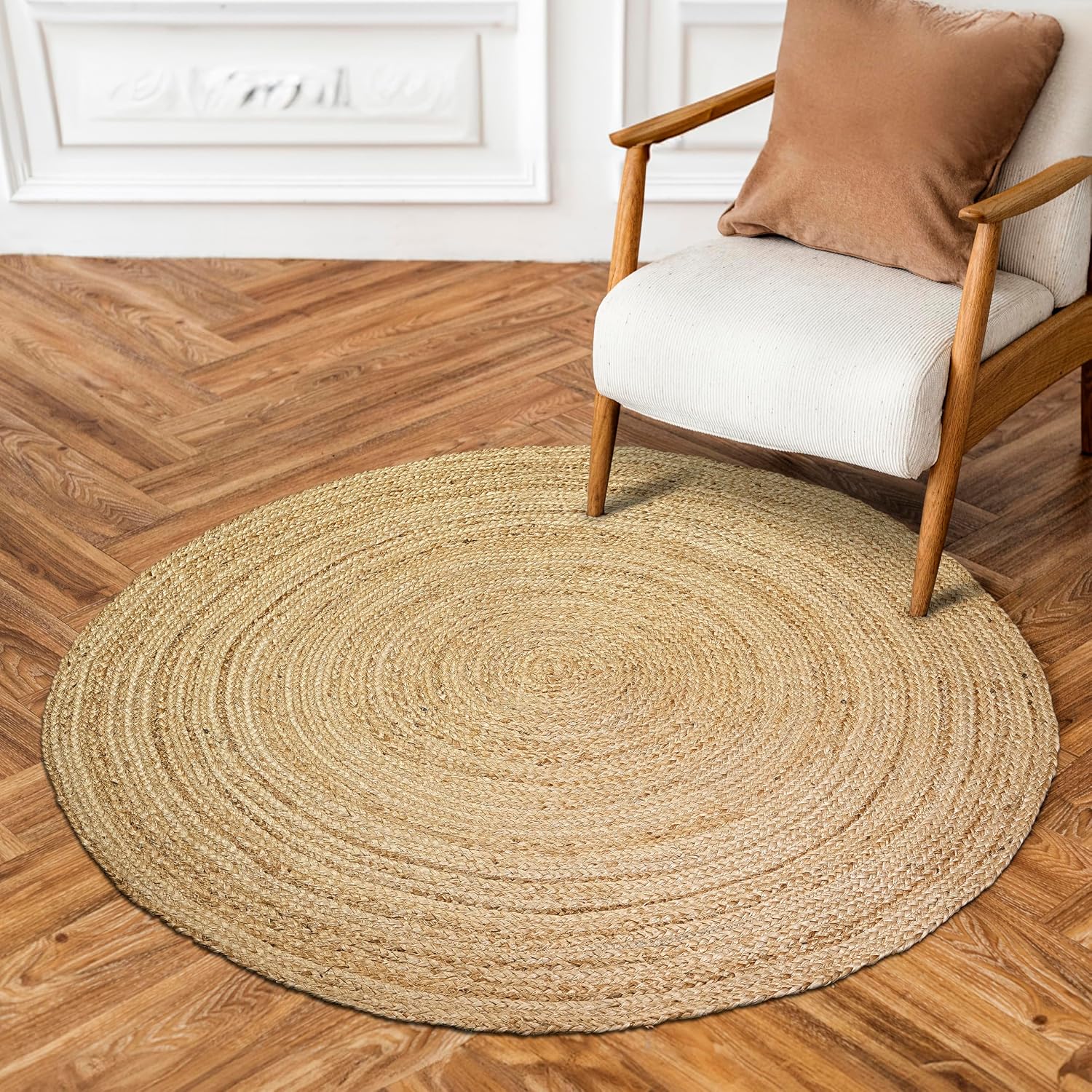 3ft Reversible Braided Jute Round Rug