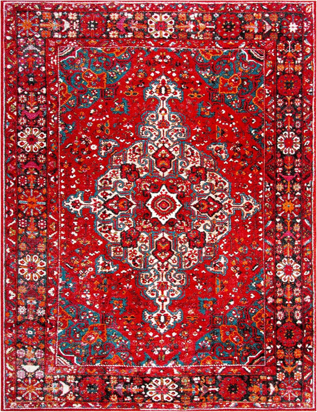 Vintage Hamadan Red Multi 8x10 Rug