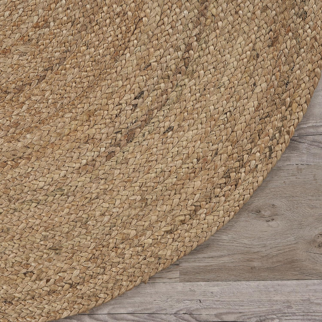 4ft Tan Braided Jute Round Rug