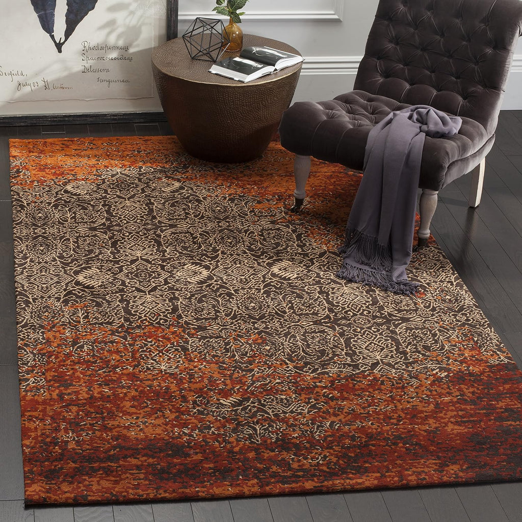 Rust Brown Vintage Accent Rug