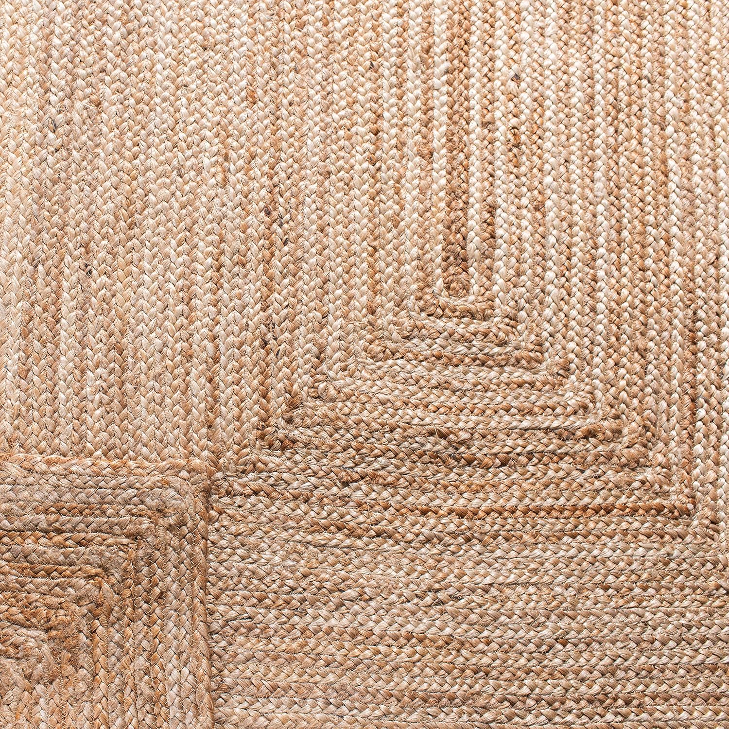 6ft Natural Braided Flat Weave Jute Rug